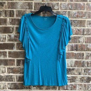 a.n.a. Women's Short Sleeves Top Blouse Teal Size S